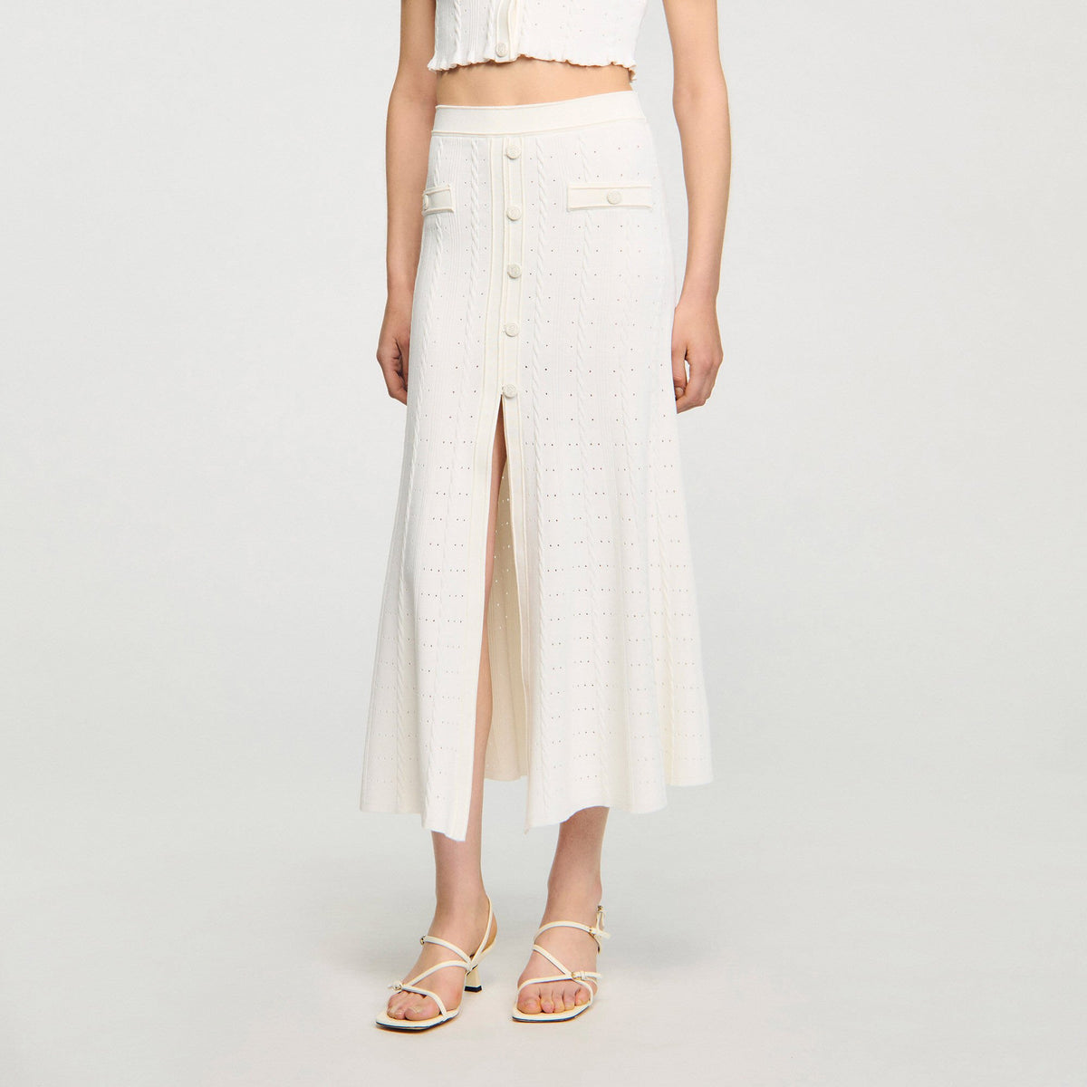 Pointelle knit midi skirt | Sandro