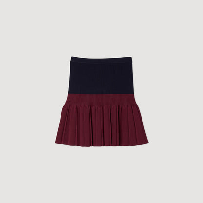 Mini two-tone pleated skirt | Sandro