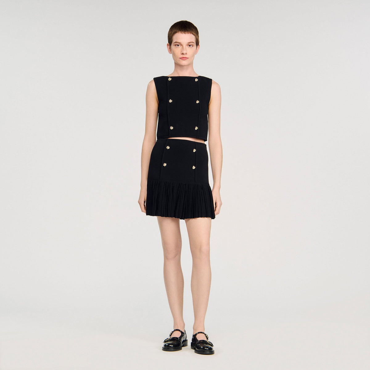 Mini pleated knit skirt | Sandro