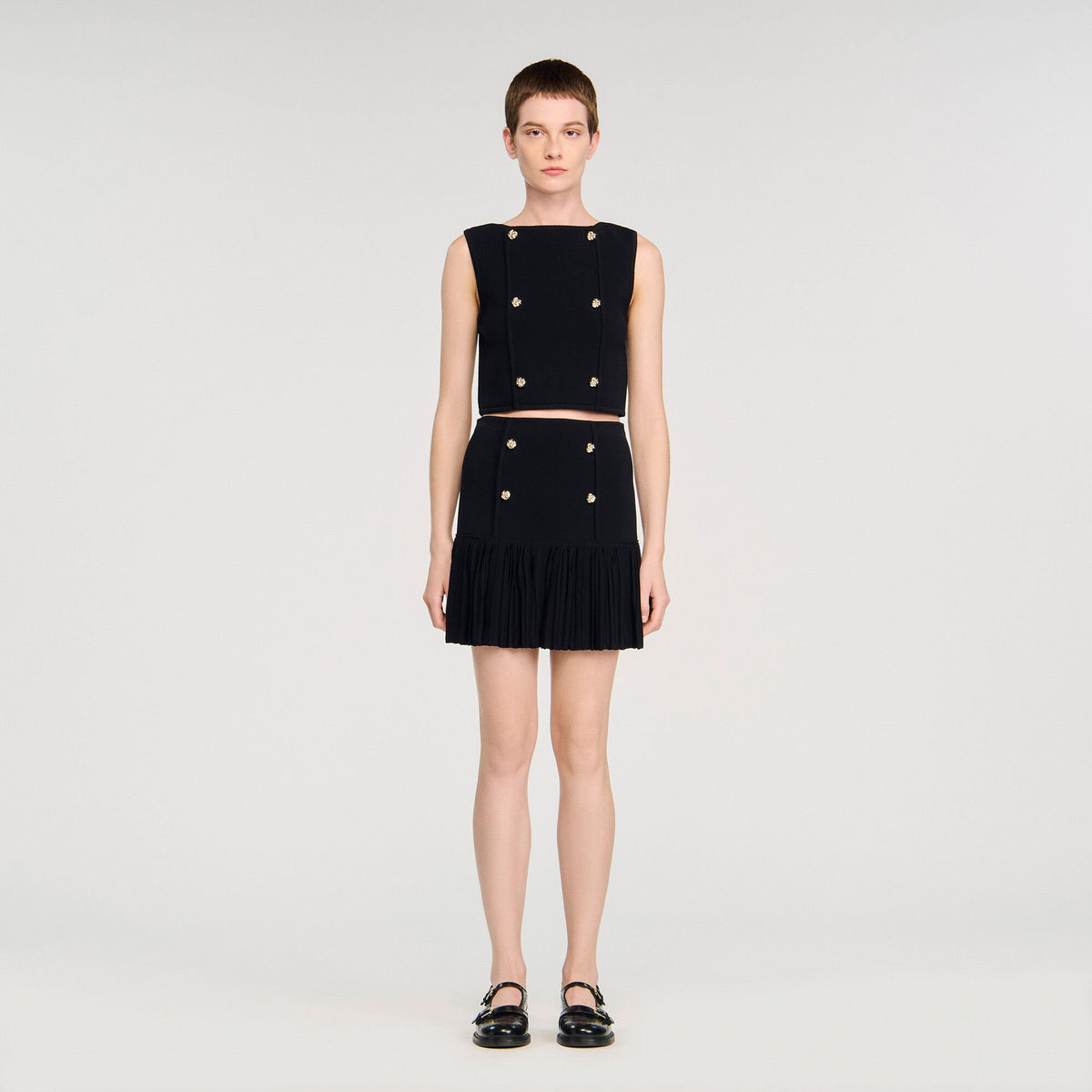 Mini pleated knit skirt | Sandro