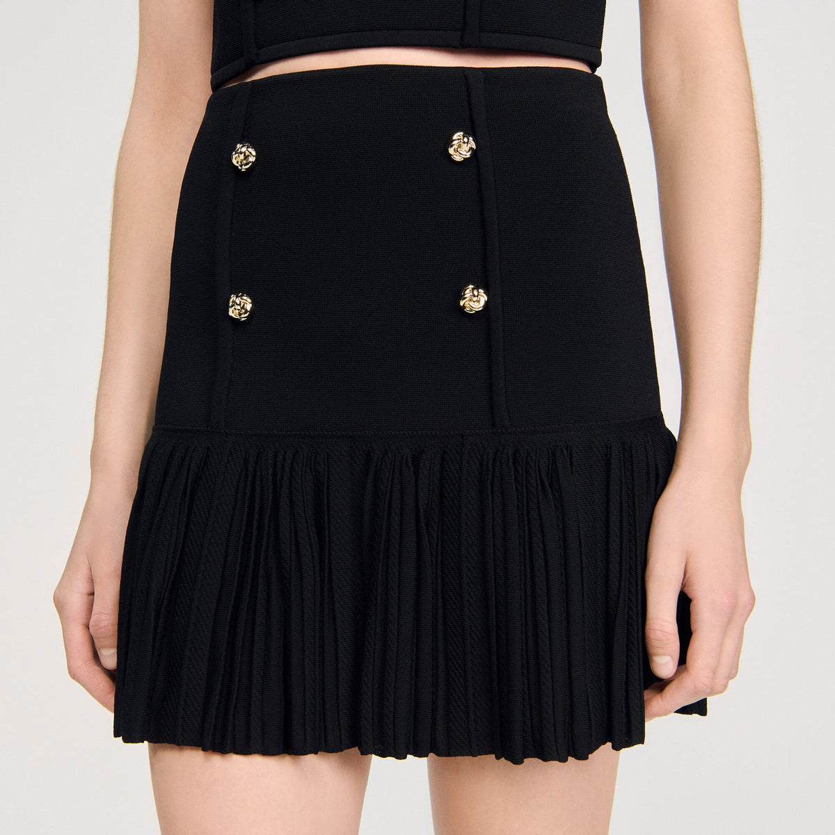 Mini pleated knit skirt | Sandro
