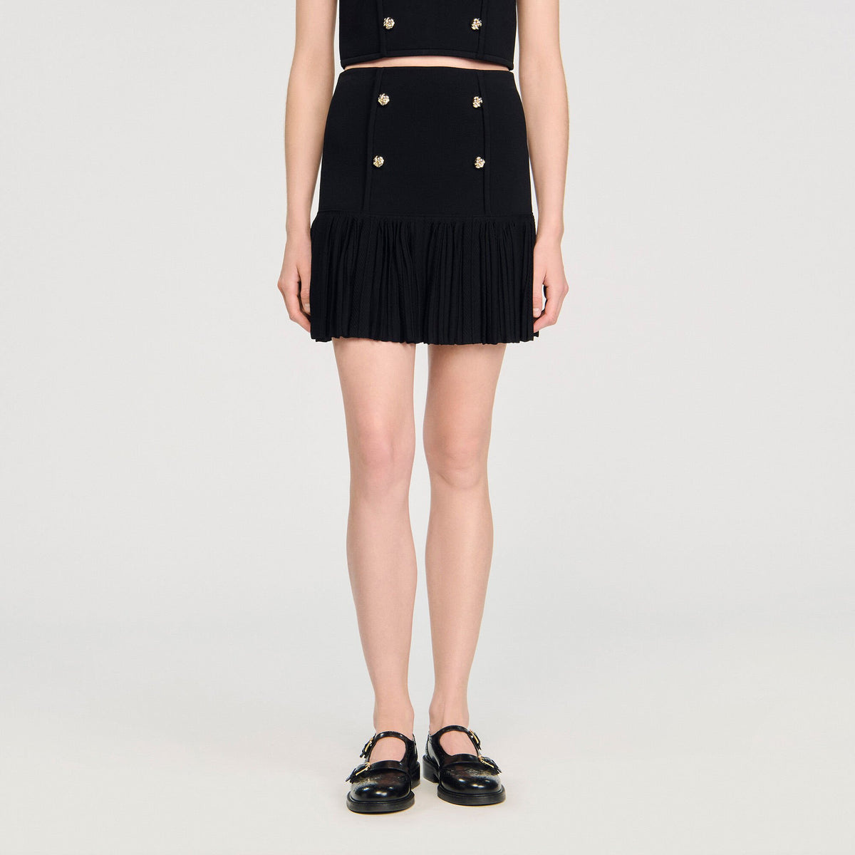 Mini pleated knit skirt | Sandro