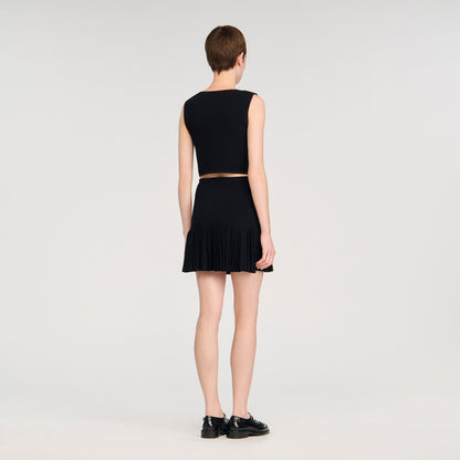 Mini pleated knit skirt | Sandro