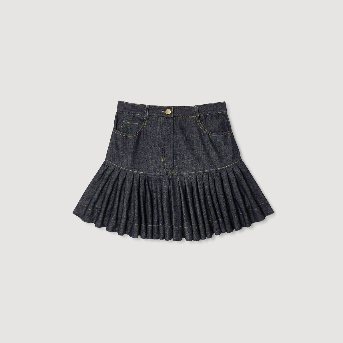 Mini denim ruffled skirt | Sandro