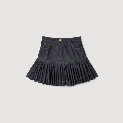 Mini denim ruffled skirt | Sandro