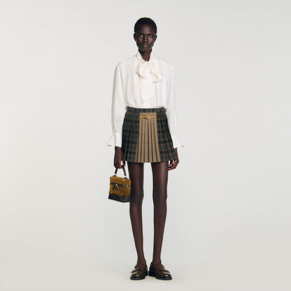 Mini checked pleated skirt | Sandro