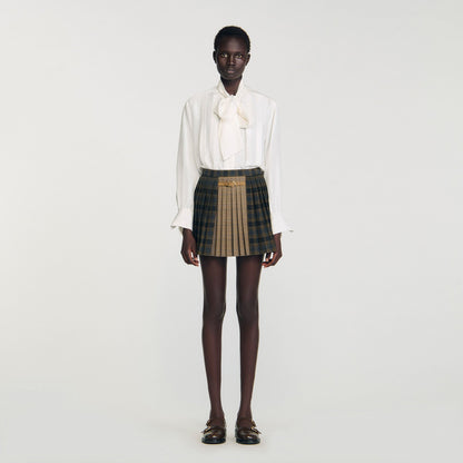 Mini checked pleated skirt | Sandro