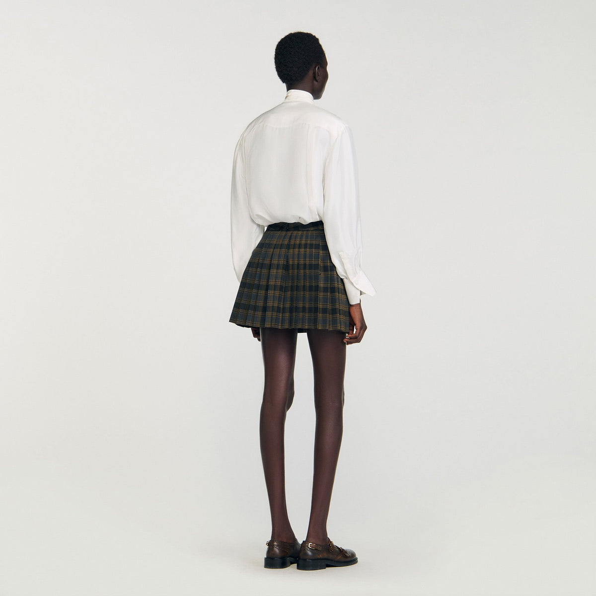 Mini checked pleated skirt | Sandro