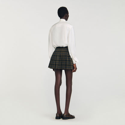 Mini checked pleated skirt | Sandro