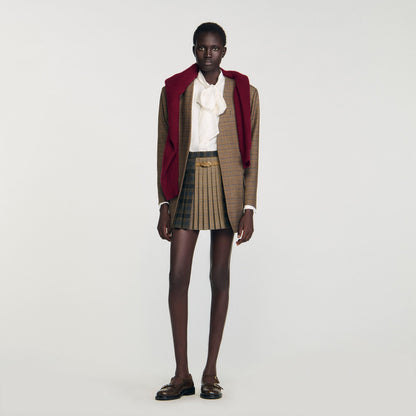 Mini checked pleated skirt | Sandro