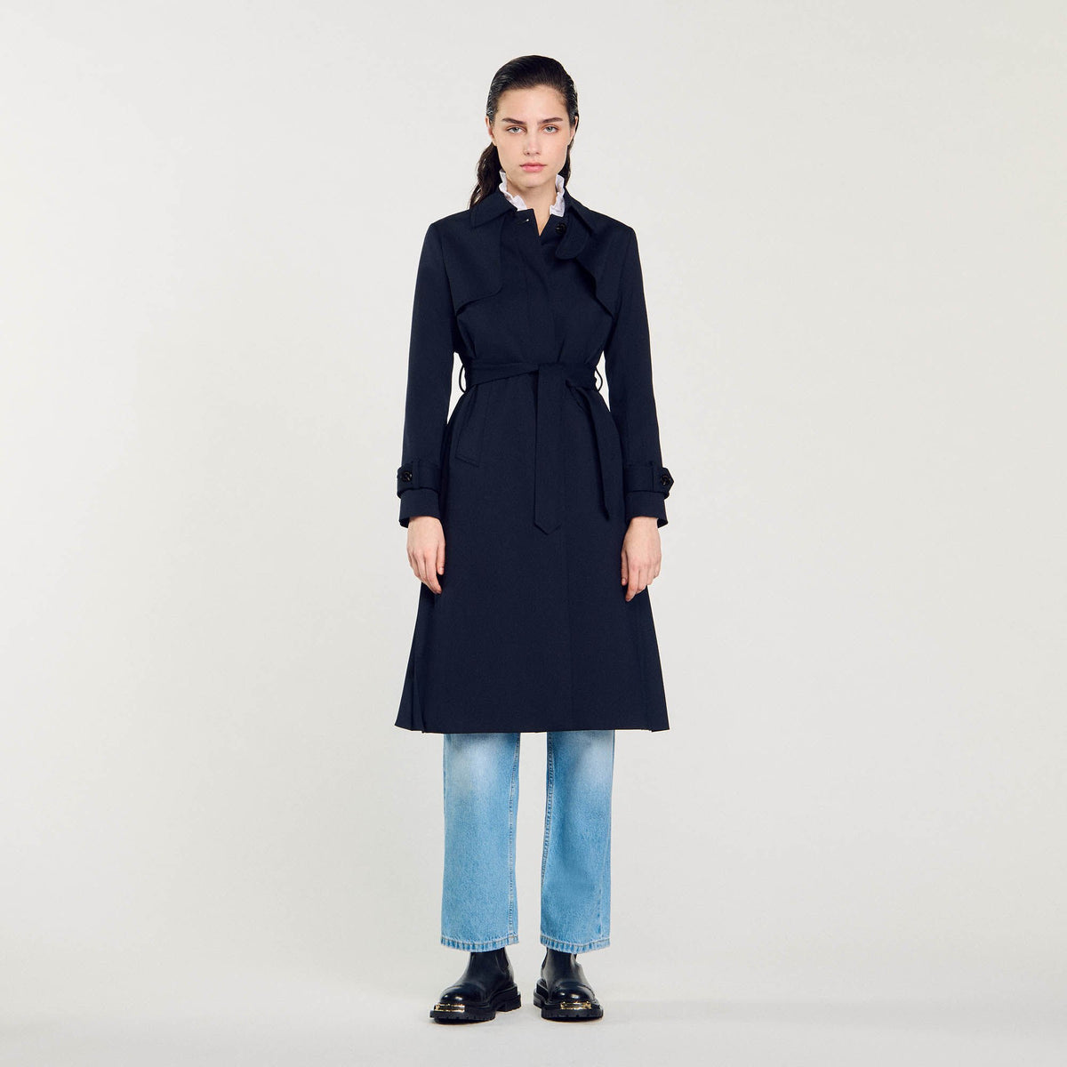 Trench coat with pleated inset | Sandro