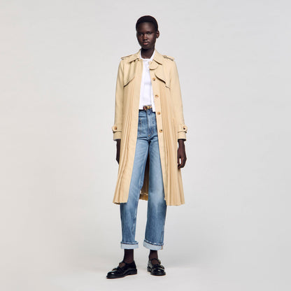 Pleated trench coat with belt | Sandro