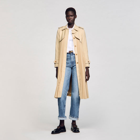 Pleated trench coat with belt | Sandro