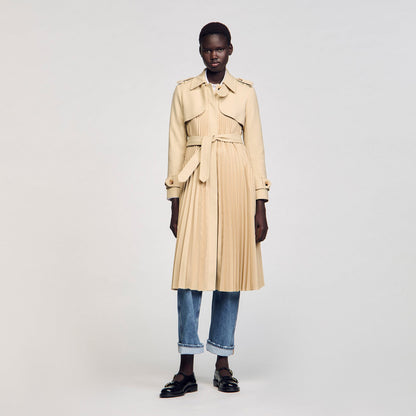 Pleated trench coat with belt | Sandro