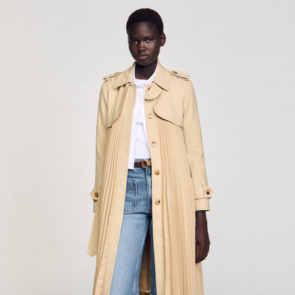 Pleated trench coat with belt | Sandro