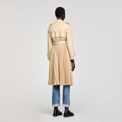 Pleated trench coat with belt | Sandro