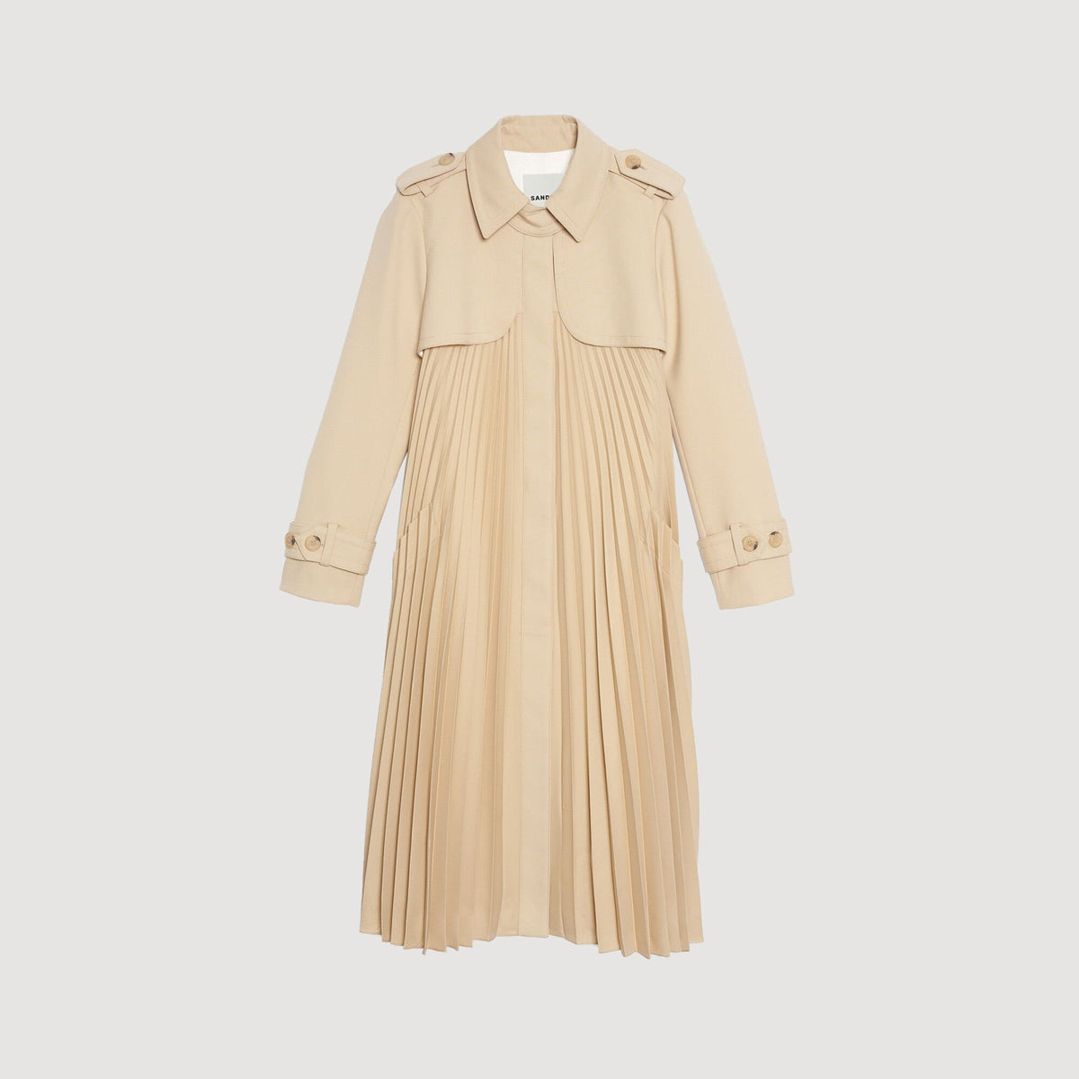 Pleated trench coat with belt | Sandro