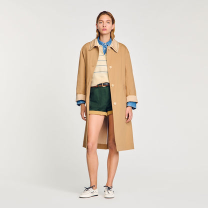 Trench coat with rhinestone collar | Sandro