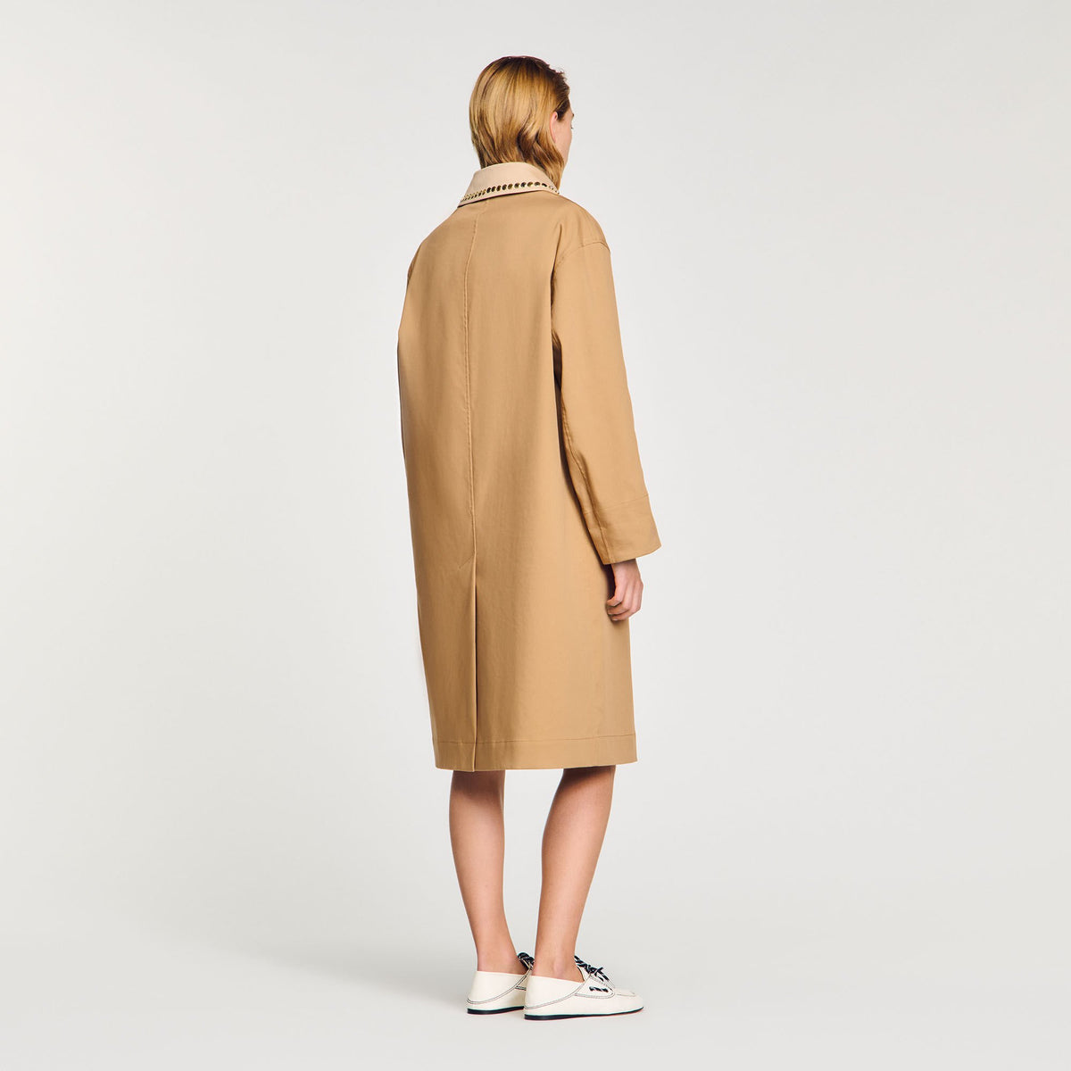 Trench coat with rhinestone collar | Sandro