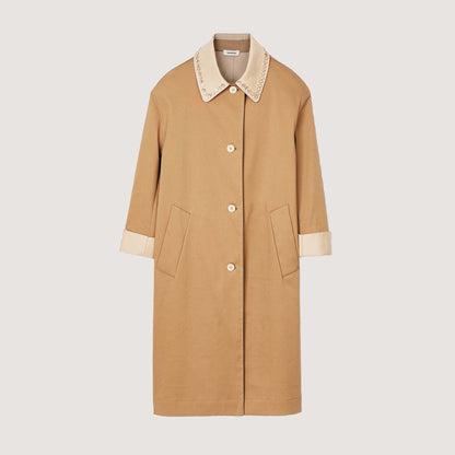 Trench coat with rhinestone collar | Sandro