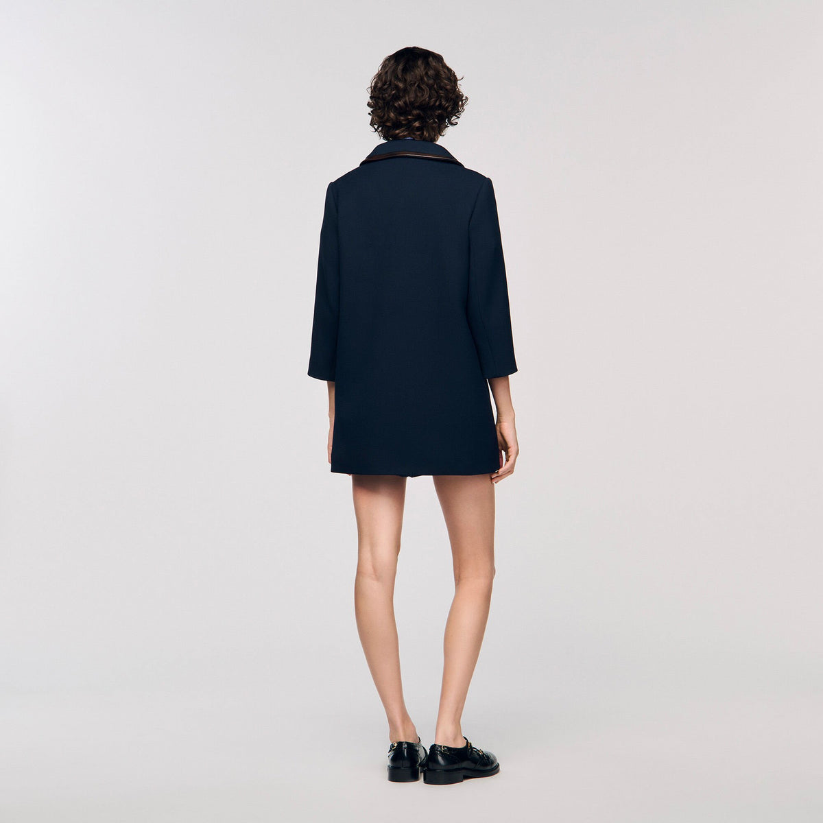 Coat with leather stripes | Sandro