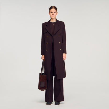 Long double-breasted coat | Sandro
