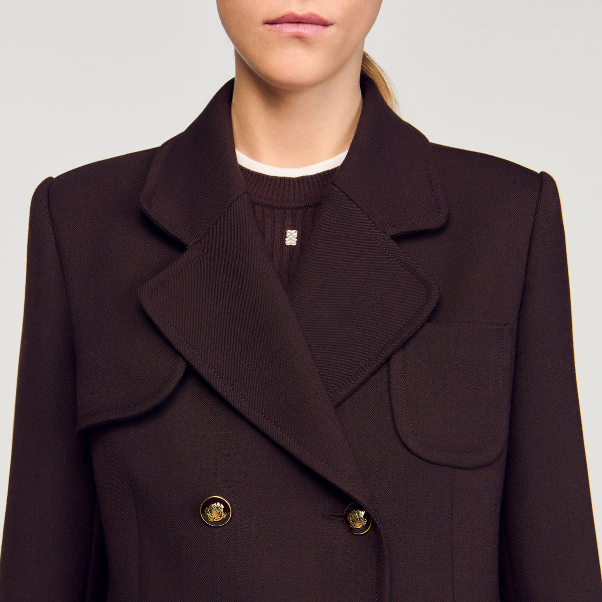 Long double-breasted coat | Sandro