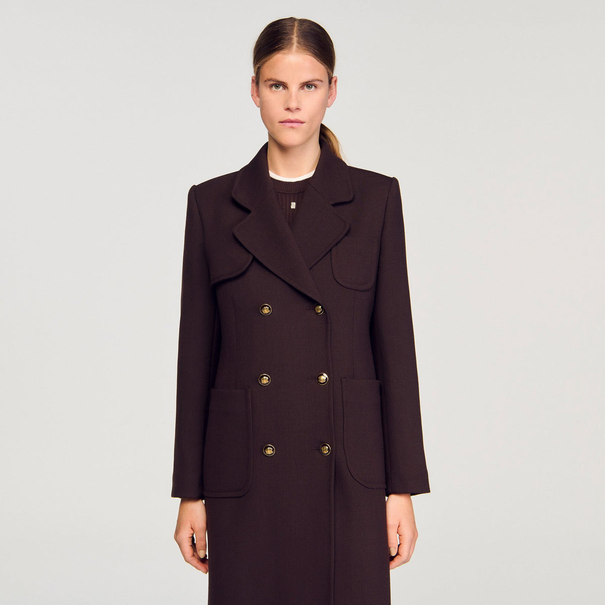 Long double-breasted coat | Sandro