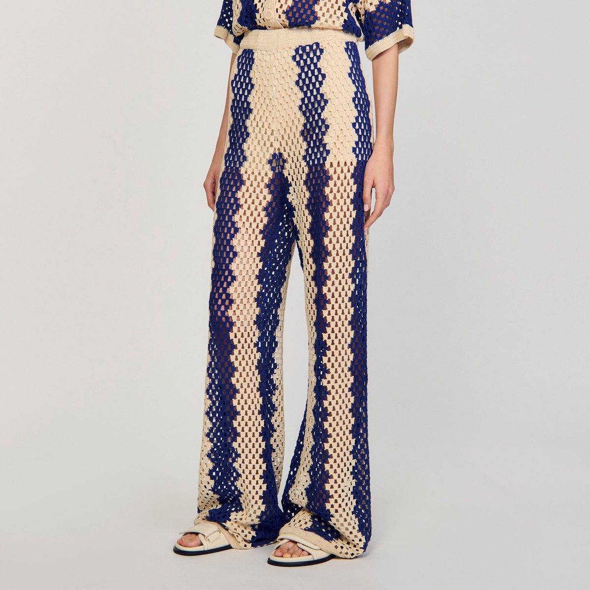 Two-tone open weave pants | Sandro