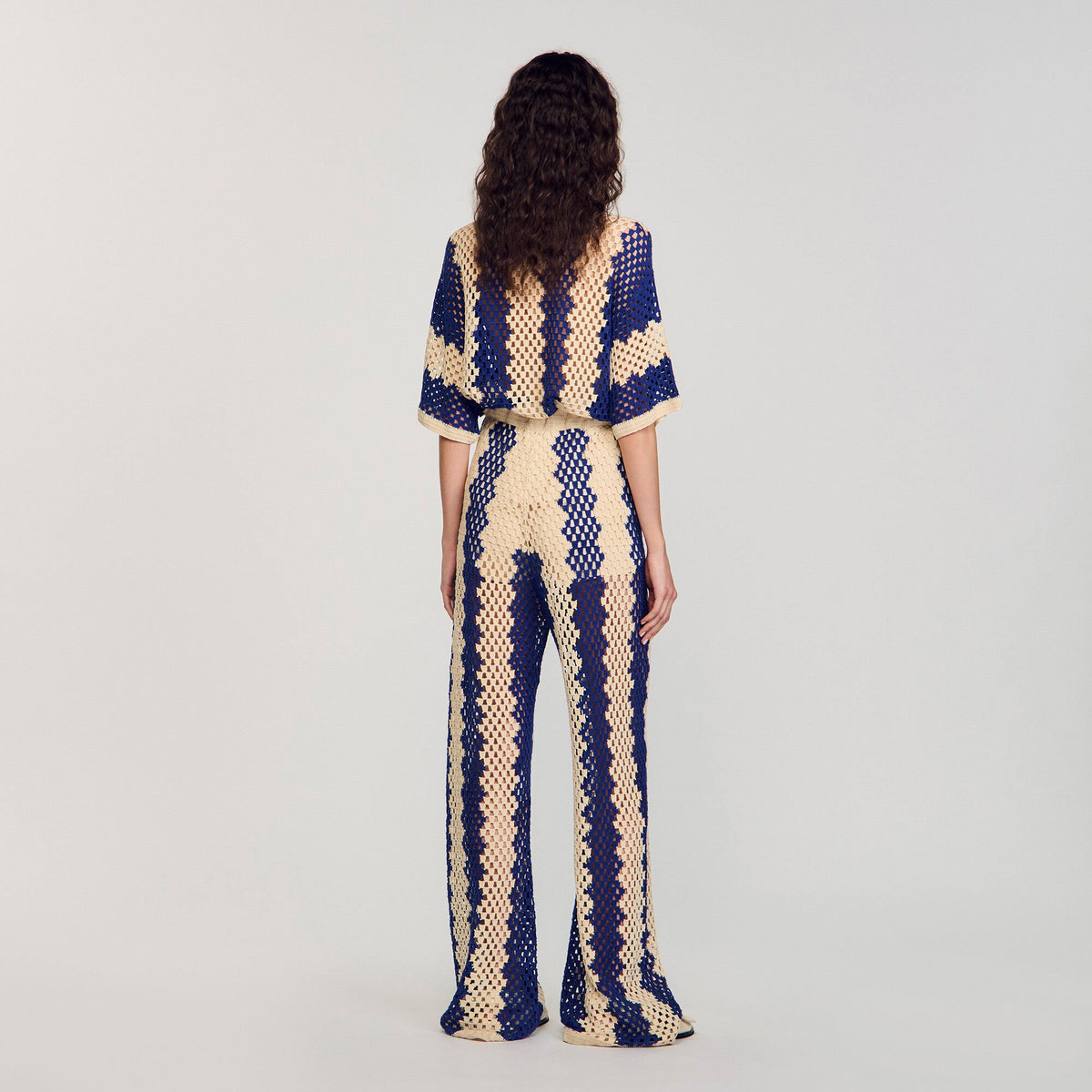 Two-tone open weave pants | Sandro