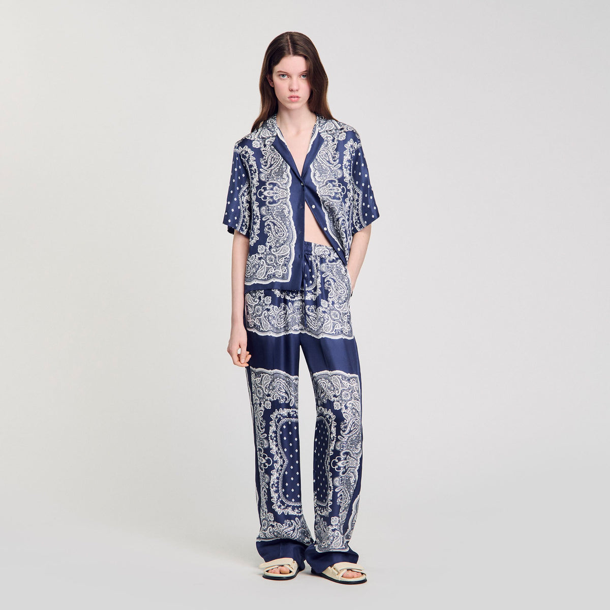 Bandana-print flowy trousers | Sandro