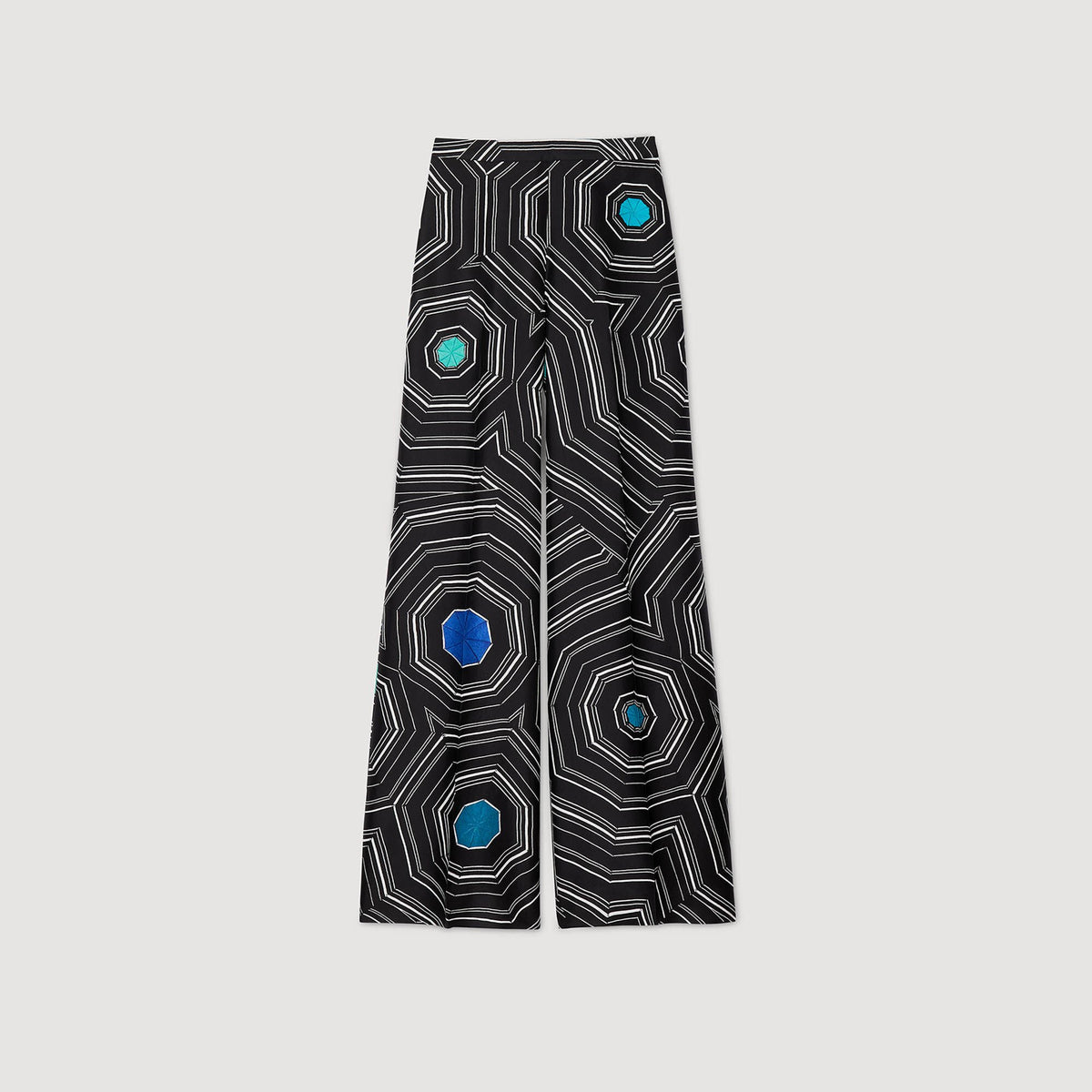 Spiral-print silk trousers | Sandro