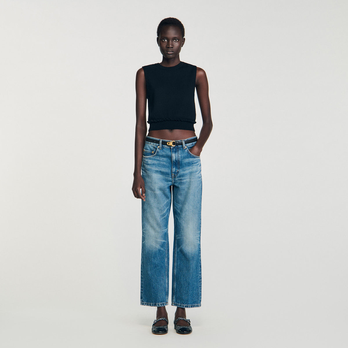 Ruffled cropped sweater | Sandro