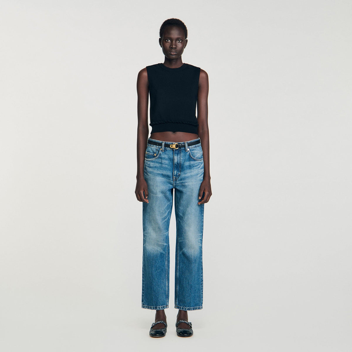 Ruffled cropped sweater | Sandro