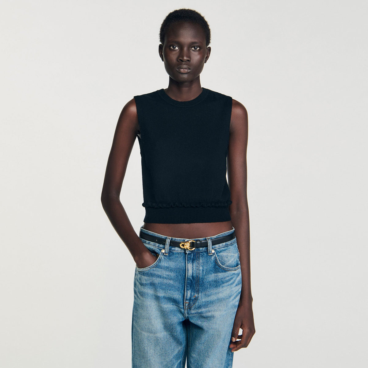 Ruffled cropped sweater | Sandro