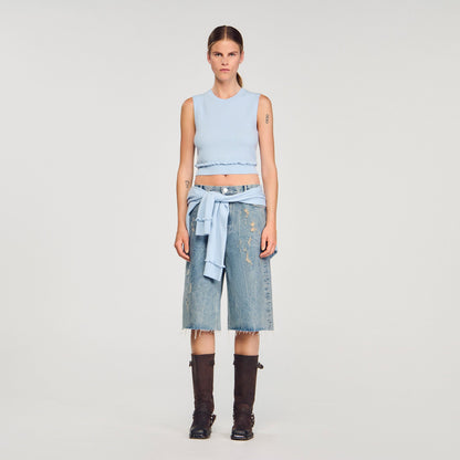 Ruffled cropped sweater | Sandro