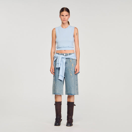 Ruffled cropped sweater | Sandro