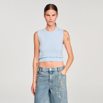 Ruffled cropped sweater | Sandro