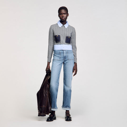 Cropped wool and cashmere sweater | Sandro