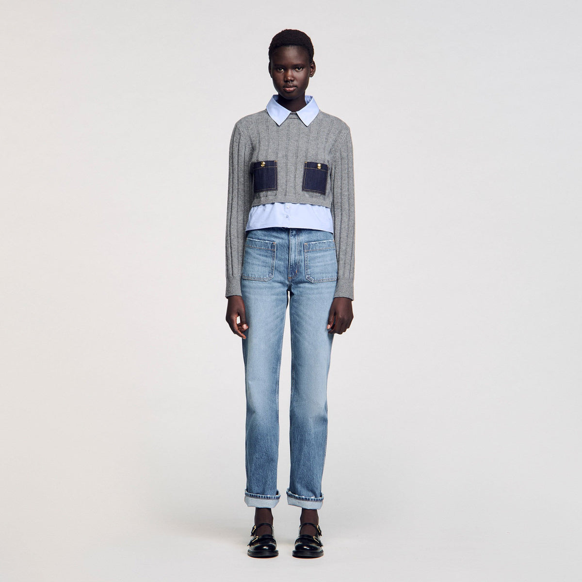Cropped wool and cashmere sweater | Sandro