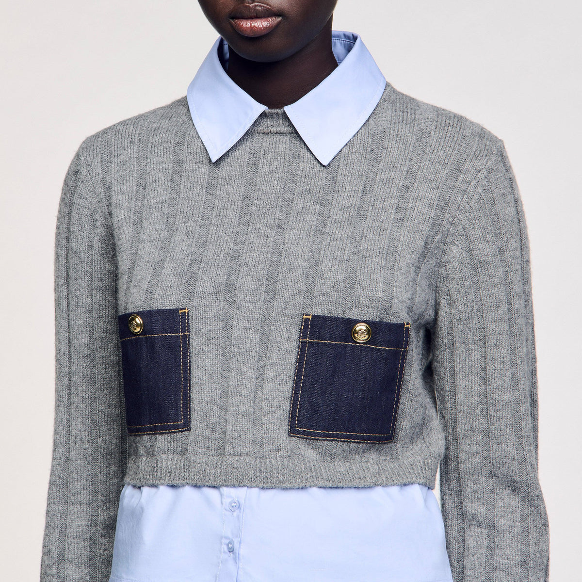 Cropped wool and cashmere sweater | Sandro