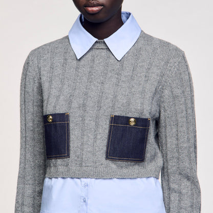 Cropped wool and cashmere sweater | Sandro