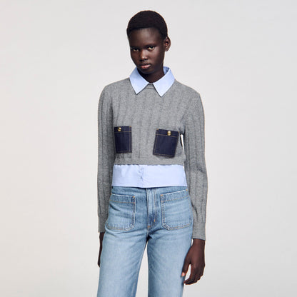 Cropped wool and cashmere sweater | Sandro