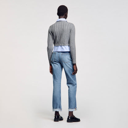 Cropped wool and cashmere sweater | Sandro