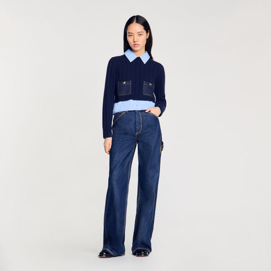 Cropped wool and cashmere sweater | Sandro