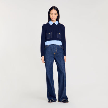 Cropped wool and cashmere sweater | Sandro