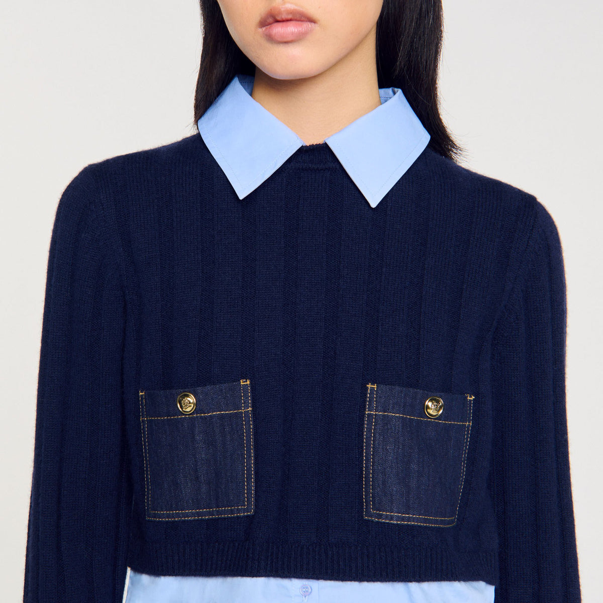 Cropped wool and cashmere sweater | Sandro