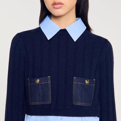 Cropped wool and cashmere sweater | Sandro