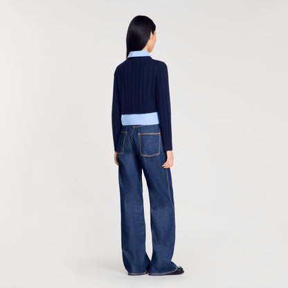 Cropped wool and cashmere sweater | Sandro