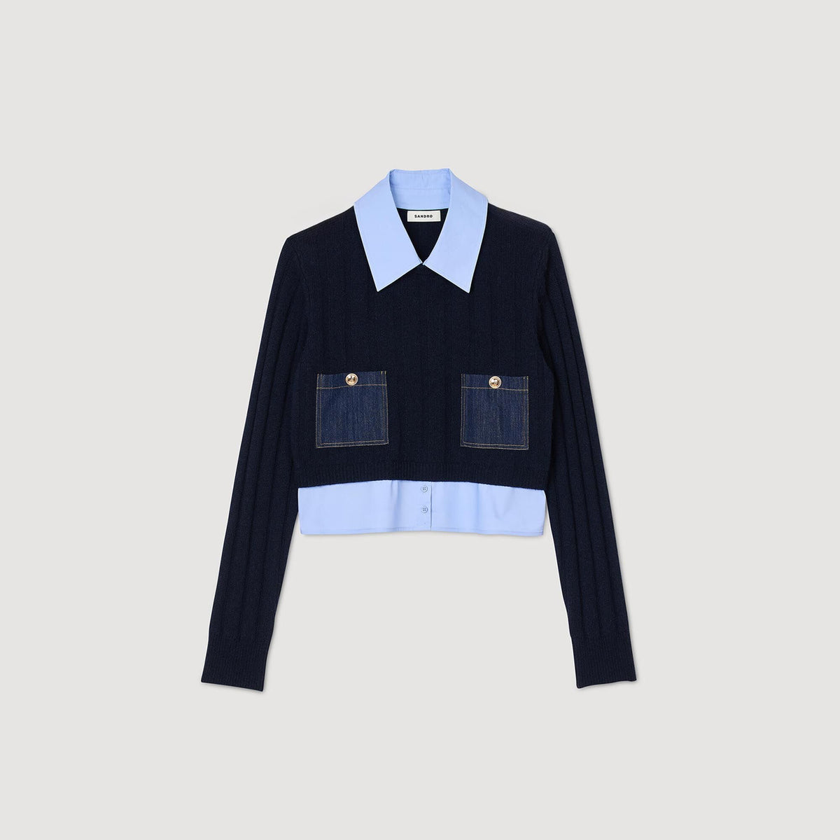 Cropped wool and cashmere sweater | Sandro